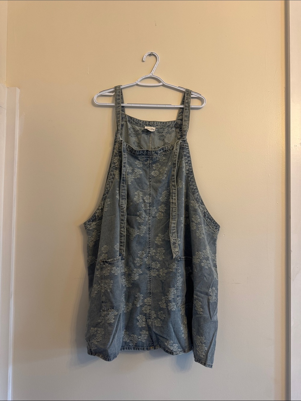 ARULA Blue Floral Denim Overall Dress